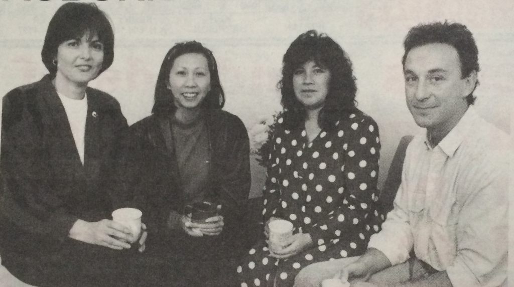 AYC staff (from left to right): Lucienne Sadowski, Hoa Lam, Lorena Cruz, Melih Baran. Found in Auburn Review, 4th September 1991, p. 10. 
